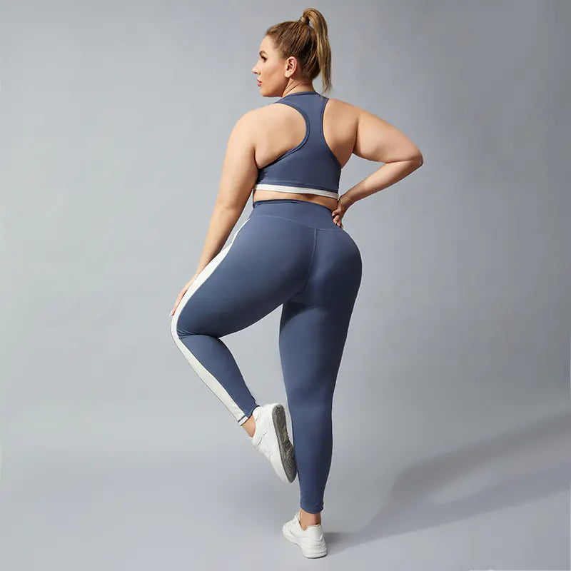 Plus Size Women's Quick Dry Yoga Set with Leggings & Bra