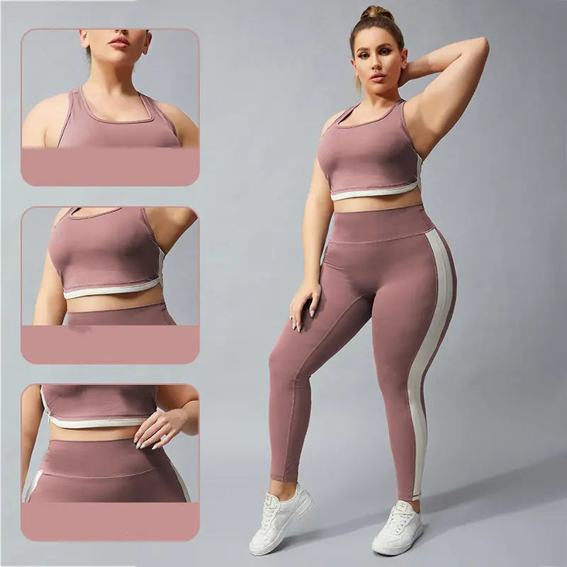 Plus Size Women's Quick Dry Yoga Set with Leggings & Bra