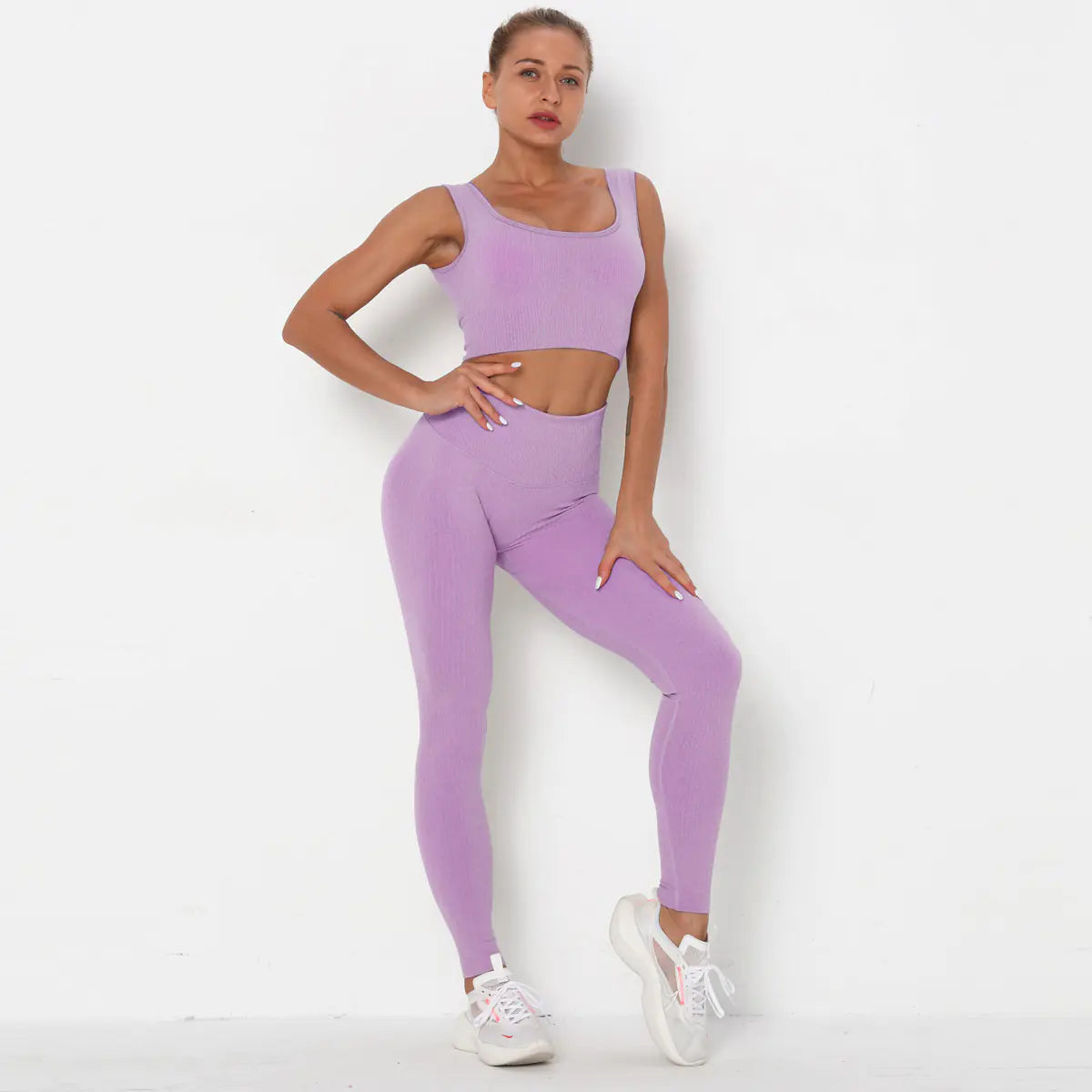 Seamless Women's Sports Bra & Yoga Set, Quick-Dry Nylon