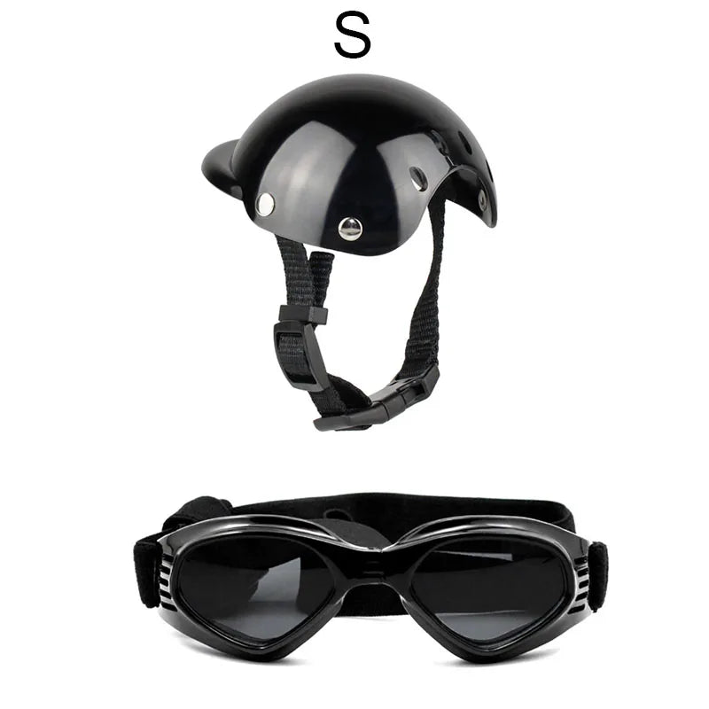 Pet Safety Suit Motorcycle Dog Helmet With Sunglasses Cool Fashion Cool Pet Dog Hat Helmet S/M Size Pet Protect Ridding Cap