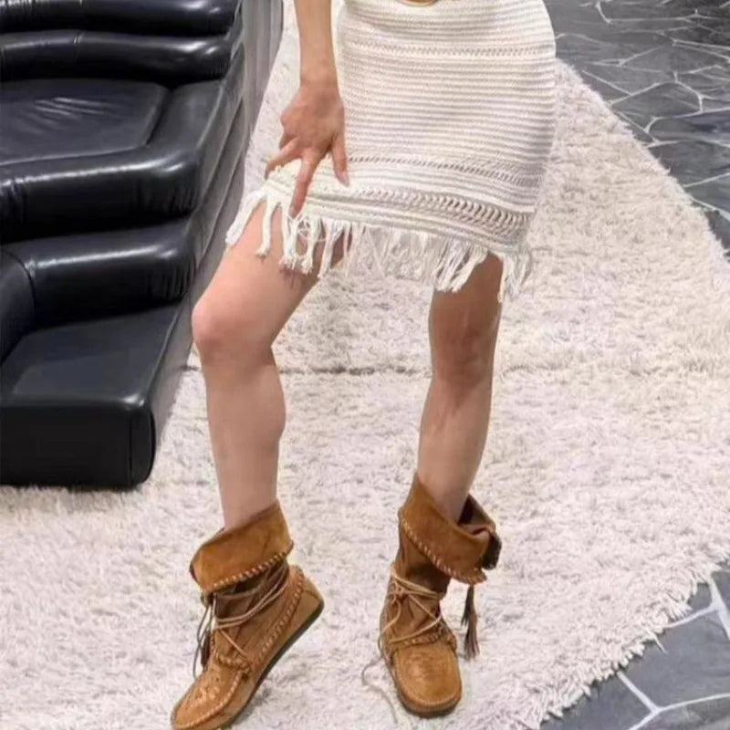 Woman Western Boots Ankle Suede Fashion Women Shoes Autumn 2025 Designer Trendy Goth Chelsea Botas Soft Round-toed Shoes Woman