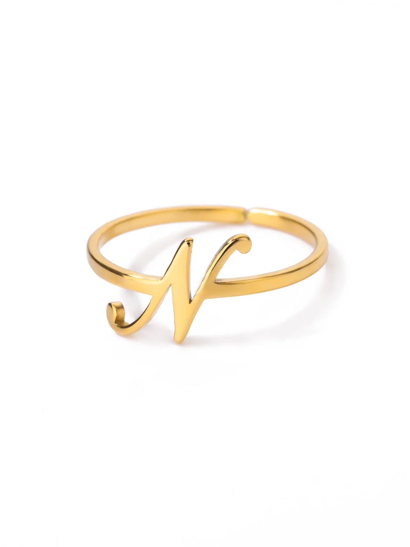 26 English Letter Initial Rings For Women Gold Color Adjustable Stainless Steel Ring Wedding Fashion Jewelry Best Friend Gift