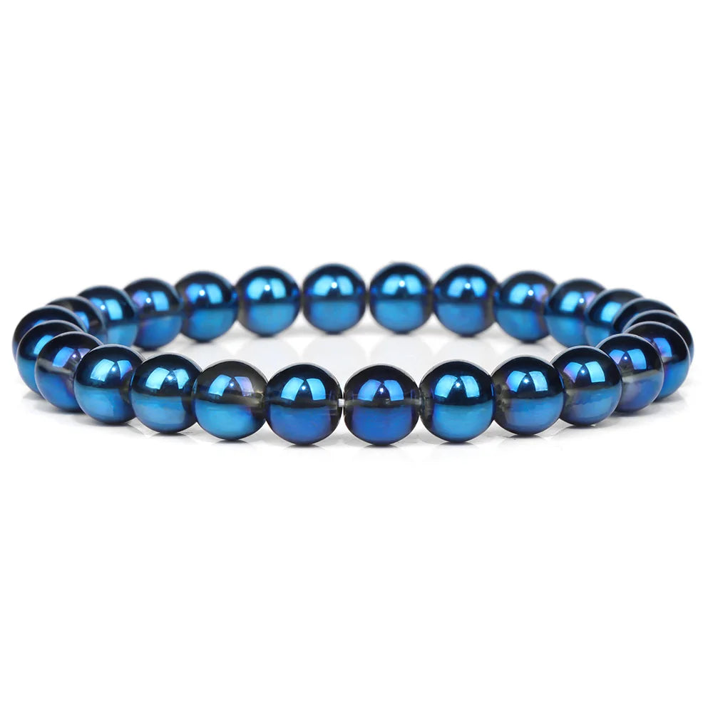 Moonstone Stone Beads Bracelet Natural Stone Crystals Bracelet Colorful Beaded Healing Trendy Jewelry Men Women Elastic Bangles