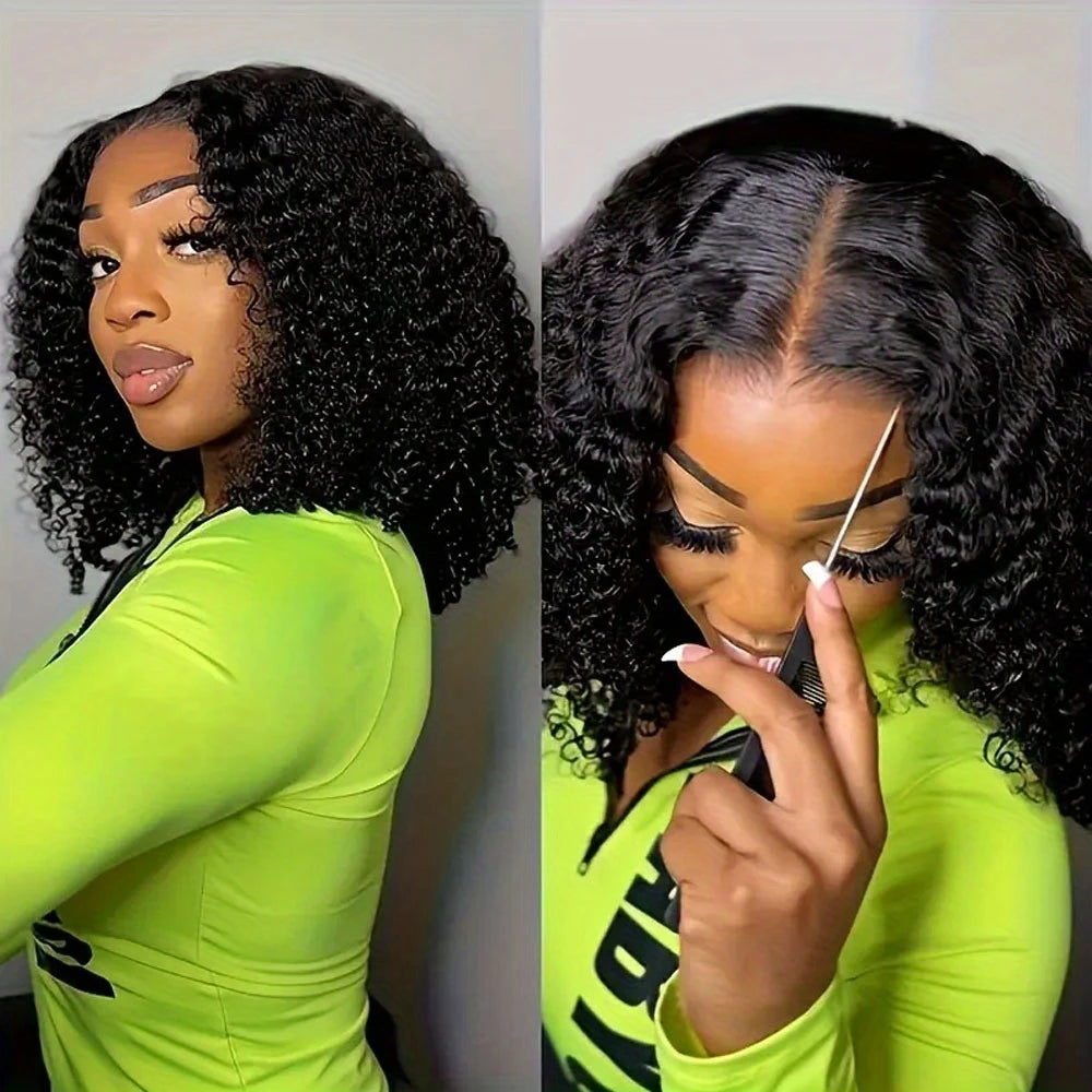 Kinky Curly 13x4 Brown Lace Front Human Hair Wig for Women 150% Density 12Inch