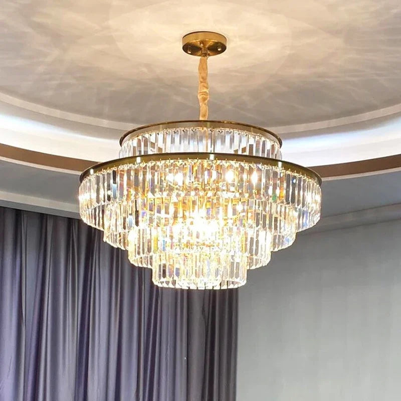 Luxury Crystal LED Pendant Lights Villa Living Room Lighting Decor Lustre Chandelier Lamp Indoor Hotel Hanging Lights Fixture
