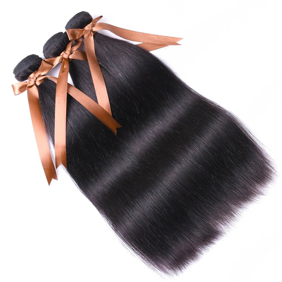 Bundles With Clossure Bone Straight Human Hair Bundles With Closure Bundles With13x4 Frontal Tissage Humain Hair Extensions