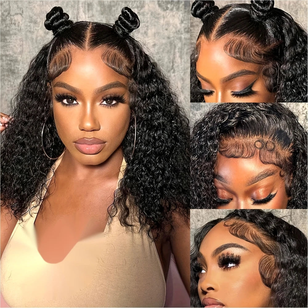 Kinky Curly 13x4 Brown Lace Front Human Hair Wig for Women 150% Density 12Inch