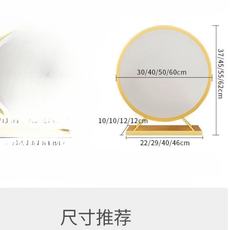 Led Makeup Home Decor Decorative Mirrors Photography Aesthetic Gold Toilet Mirrors Round Plastic Home Espejo Cosmético MHHZJ