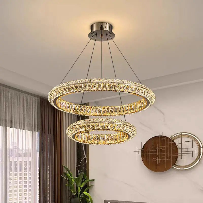 Luxury Crystal LED Pendant Lights Villa Living Dining Room Lighting Decor Lustre Chandelier Lamp Indoor Hotel Bar Lights Fixture