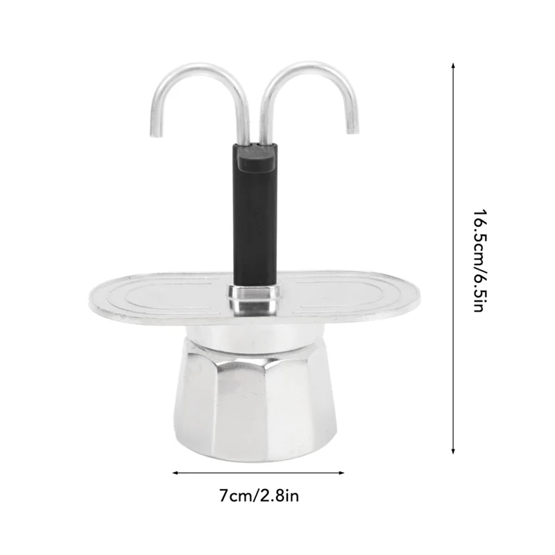 A52Z Top 2 Cup Coffee Maker, 100Ml Mini Coffee Pot Double-Head Aluminum Stovetop Espresso Maker For Home Cafe Office Use