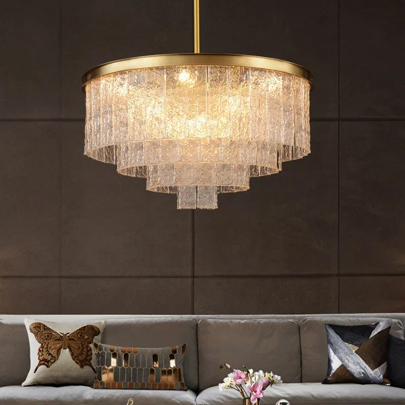 Luxury Crystal Led Chandelier Ceiling Lights for Living Room Modern Golden Pendant Hanging Lighting Lamps Pendant Light Fixtures