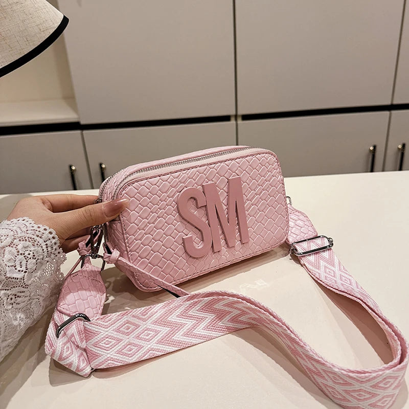 Women's Woven Crossbody Bag 3D Embellished PU Shoulder Purse with Solid Color & Tassels Roomy Zip Closure Daily Use Shoulder Bag