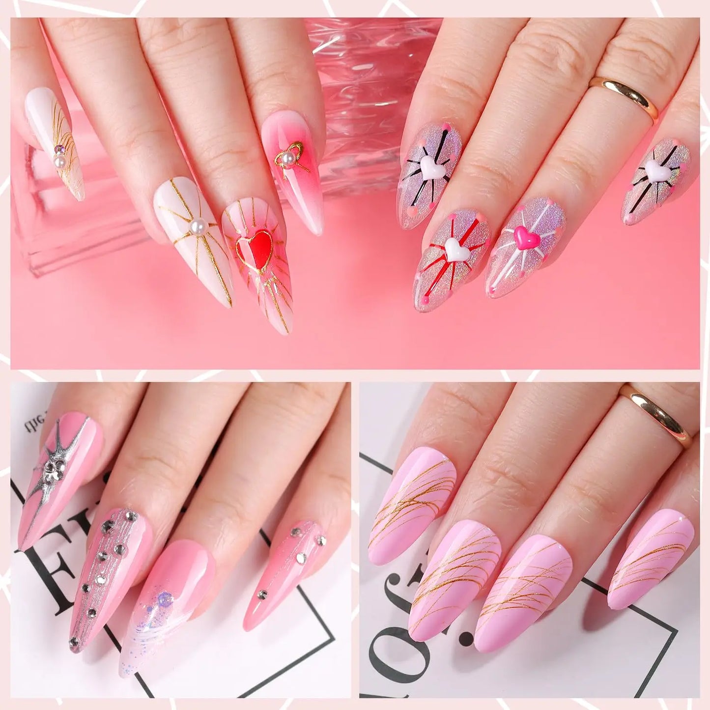 Makartt 6 Colors Spider Gel Polish for Elastic Nail Art Paint Drawing Spider Gel for Line White Black Red Rose Gold Silver