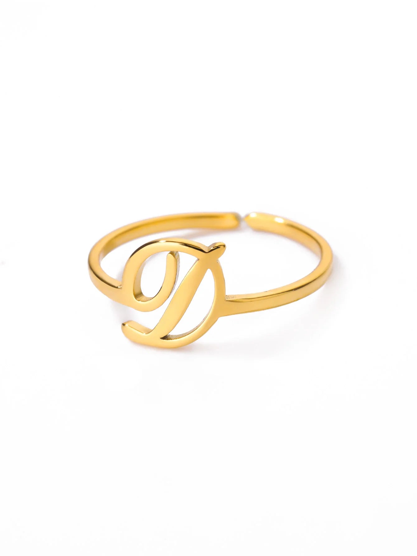 26 English Letter Initial Rings For Women Gold Color Adjustable Stainless Steel Ring Wedding Fashion Jewelry Best Friend Gift