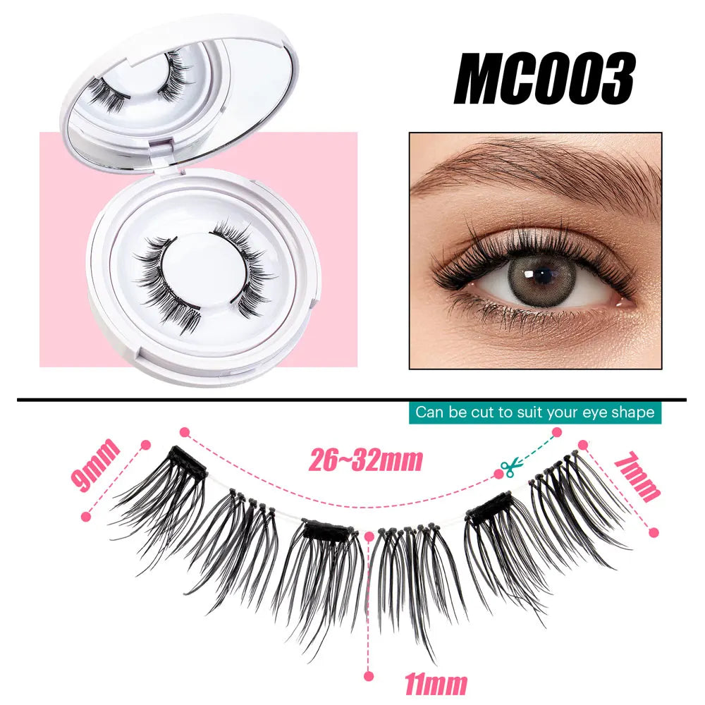 VYRILA 2Pairs Reusable Magnetic Lashes with Magnets Tweezer No Glue Needed D Magnetic Eyelash 3-Step Press On False Eyelash