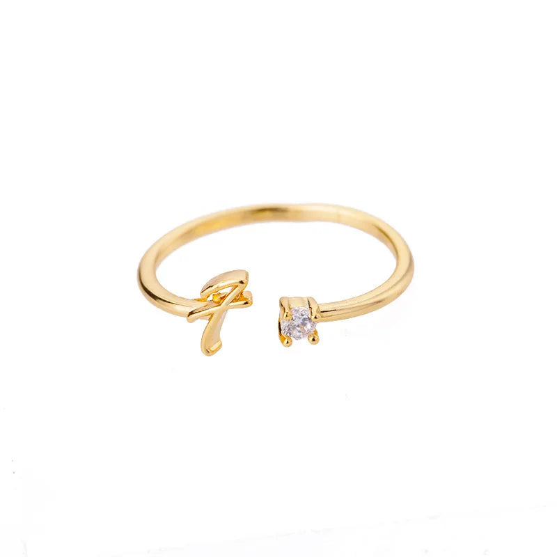 Tiny Initial Letter Rings For Women Stainless Steel A-Z Letters Adjustable Ring Female Christmas Aesthetic Jewelry bijoux femme