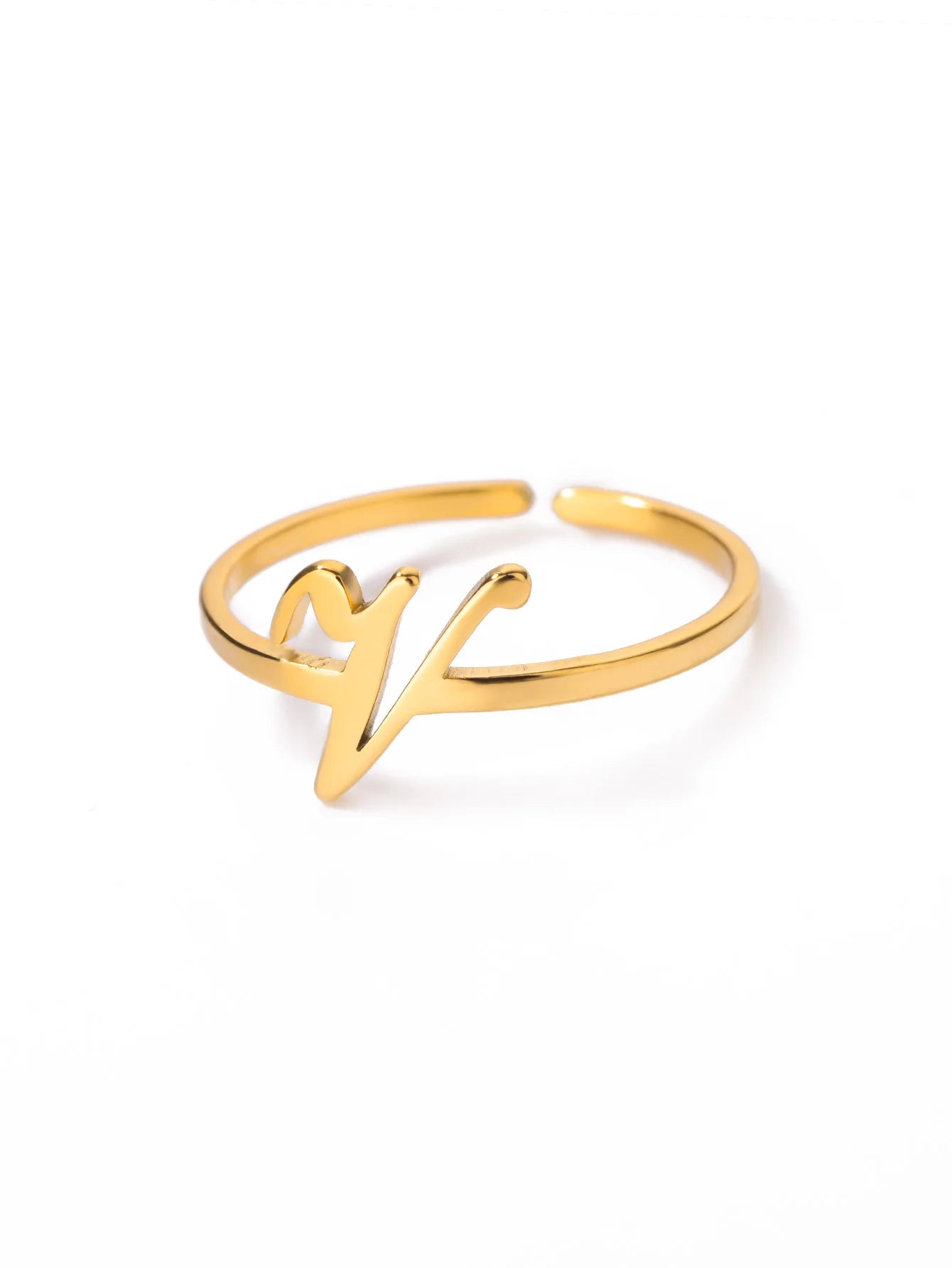 26 English Letter Initial Rings For Women Gold Color Adjustable Stainless Steel Ring Wedding Fashion Jewelry Best Friend Gift