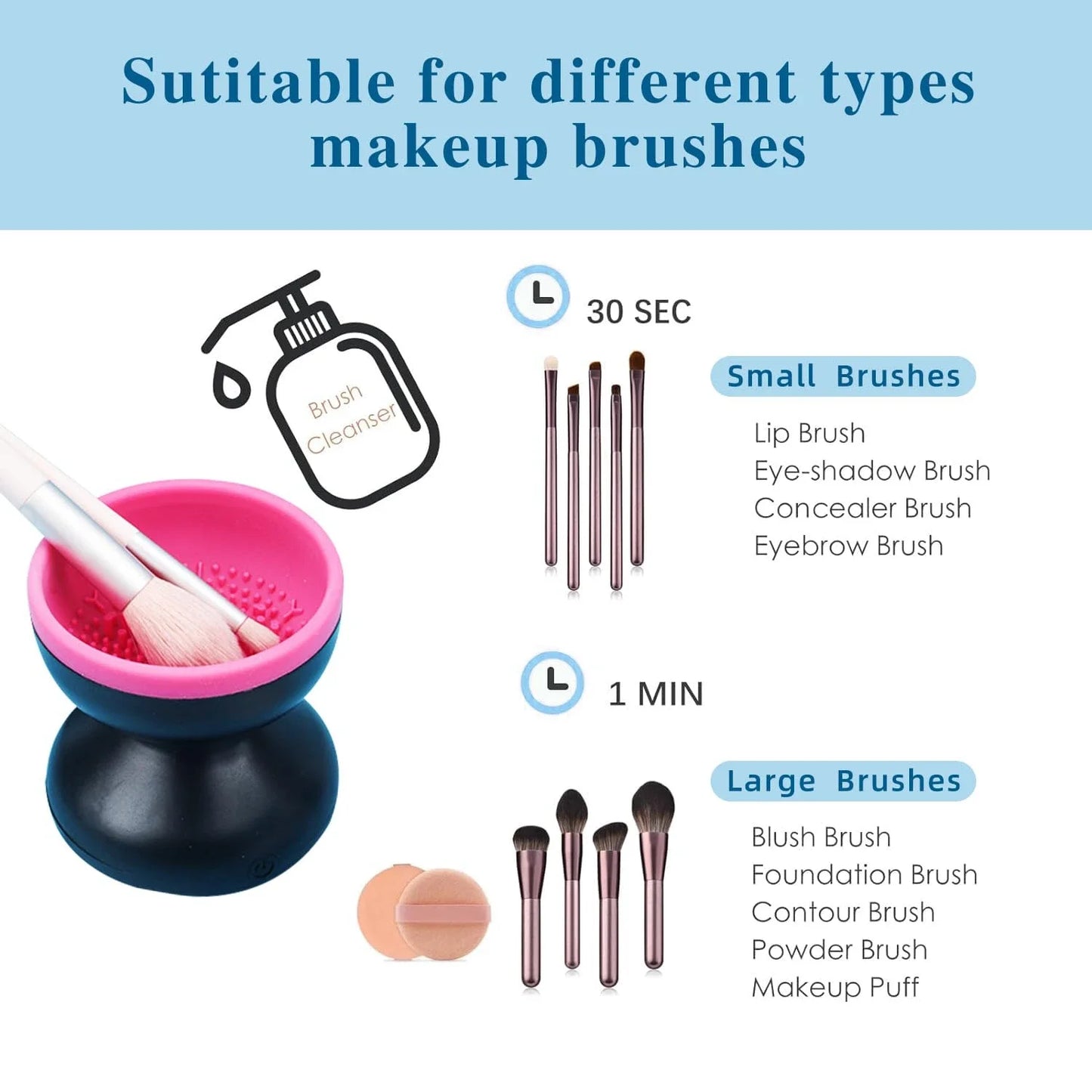 Makeup Brush Cleaner Machine Usb Rechargeable Electricl Silicone Electric Cosmetic Brush Clean Drying Tool for make-up cleaning
