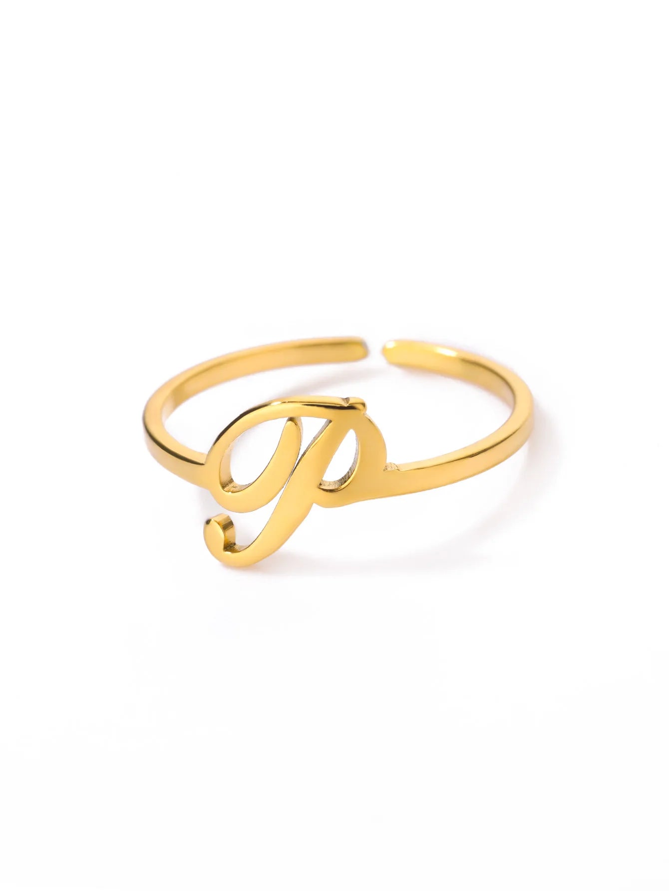 26 English Letter Initial Rings For Women Gold Color Adjustable Stainless Steel Ring Wedding Fashion Jewelry Best Friend Gift