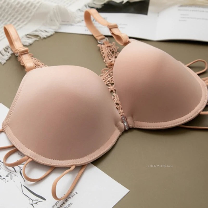 Sexy Woman Silky Underwear Comfortable Adjustable Bra Underwire Back Floral Embroidery Seamless Bra for Women Intimate Sleepwear