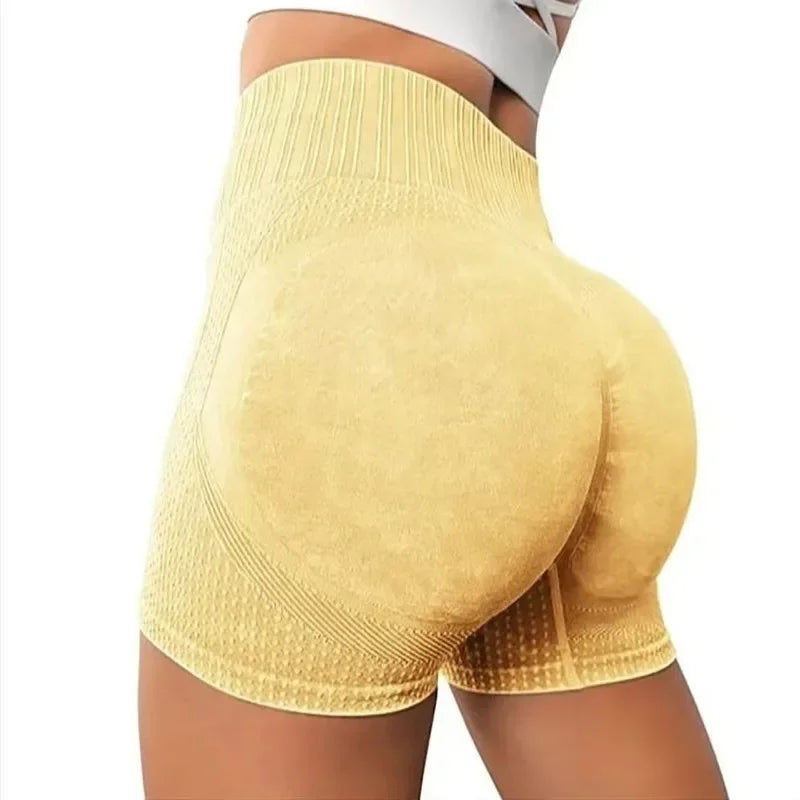 Women's High Waist Yoga Shorts - Lifted Butt Soft Stretchy Sports Washed Tights Gym Quick Dry Yoga Fitness SetGym Workout Pants