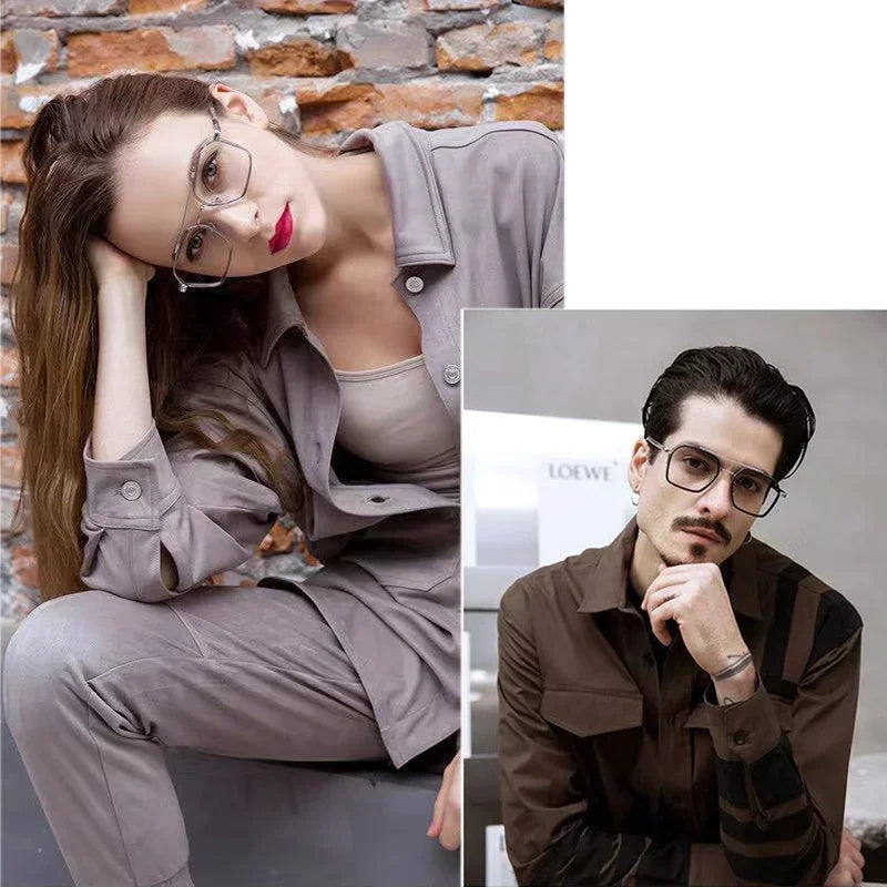 Vintage Square Glasses Woman Man Transparent Anti Blue Light Computer Eyewear Clear Lens Retro Metal Eyeglasses Frame Unisex