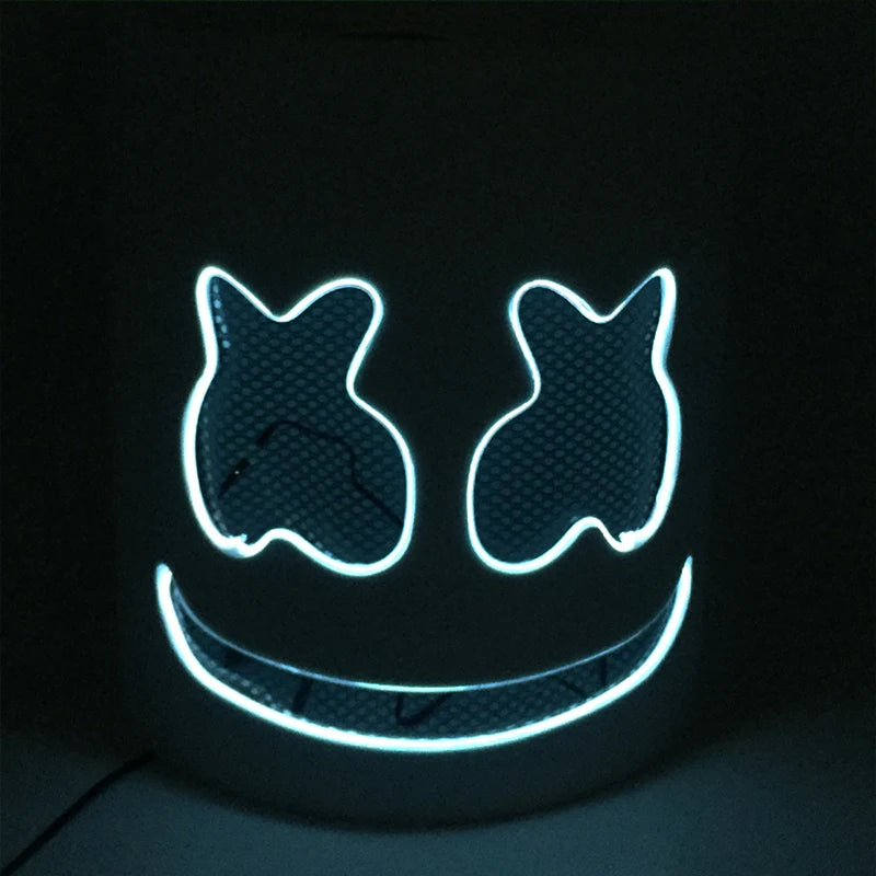 LED DJ Mask Headgear Lifelike Marshmello Mask Breathable Helmet Mask Carnival Festival Halloween Party Props Cosplay.Costume