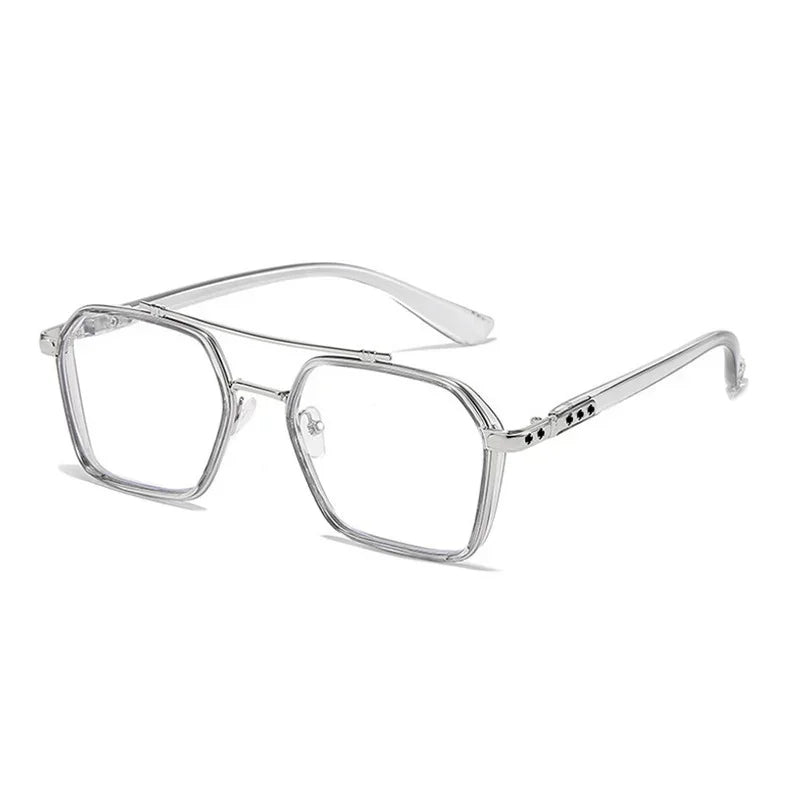 Vintage Square Glasses Woman Man Transparent Anti Blue Light Computer Eyewear Clear Lens Retro Metal Eyeglasses Frame Unisex