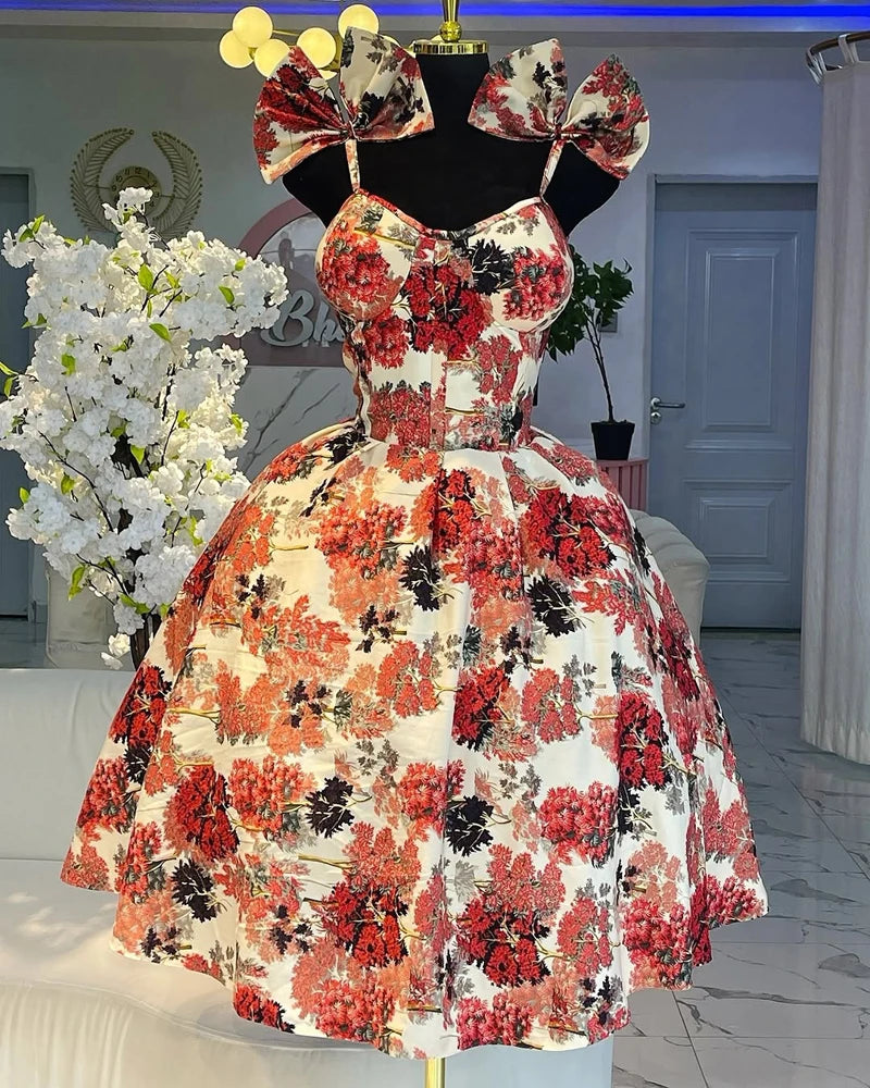 Casual Dresses for Woman Clothing 2025 Summer Elegant Luxury Floral Print Sexy V Neck Birthday Party Pleated A-Line Mini Dress