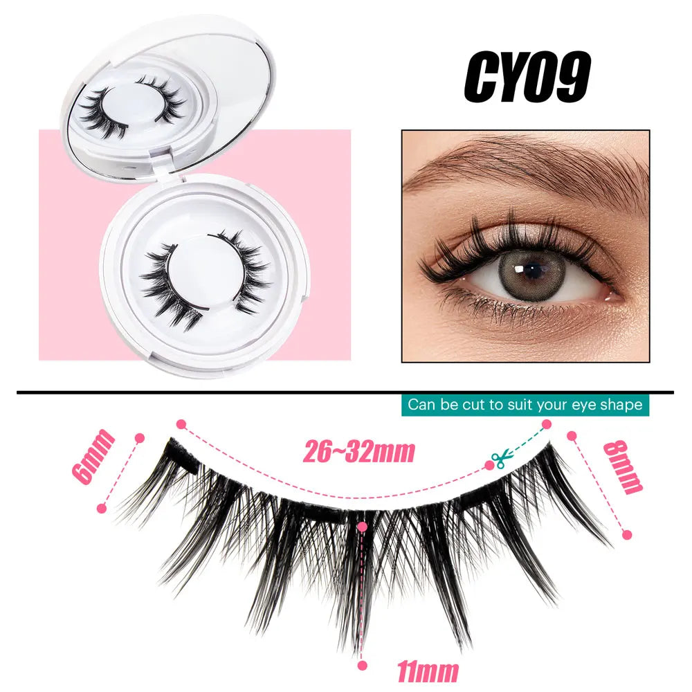 VYRILA 2Pairs Reusable Magnetic Lashes with Magnets Tweezer No Glue Needed D Magnetic Eyelash 3-Step Press On False Eyelash