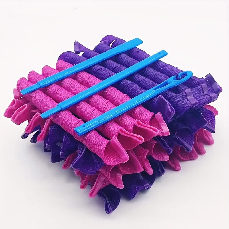 30pcs Heatless Hair Curlers Set Create Bouncy Spiral Curls Without Heat Damage Safe Easy to Use Hooks for Effortless Styling Kit
