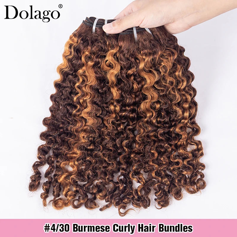 Highlight Bundles Human Hair Ombre Colored Burmese Curly Hair Bundles Chocolate Brown 30 27 Honey Blonde Bundles Human Hair