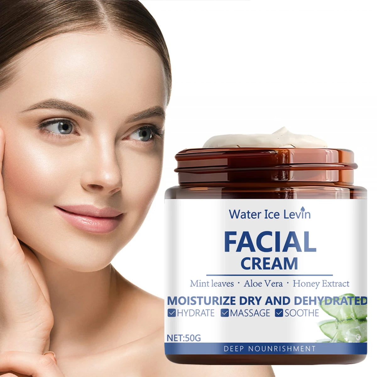 Face Cream, Natural Honey + Aloe Vera Double Extract Essence, Deep Hydration and Moisture Locking, Ice Cream Texture, Forming Moisturizing Cream