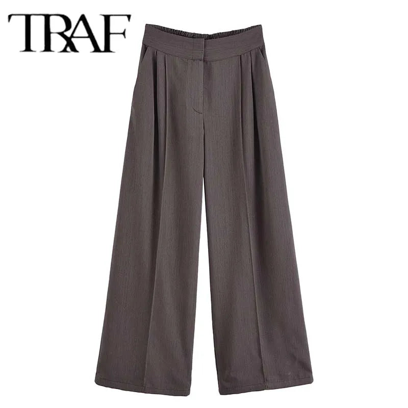 Casual Pants 2 Pieces Sets For Women Short Sleeve Coat High Waist Trousers Women's Suit 2025 Two Pieces Loose Woman Outfits