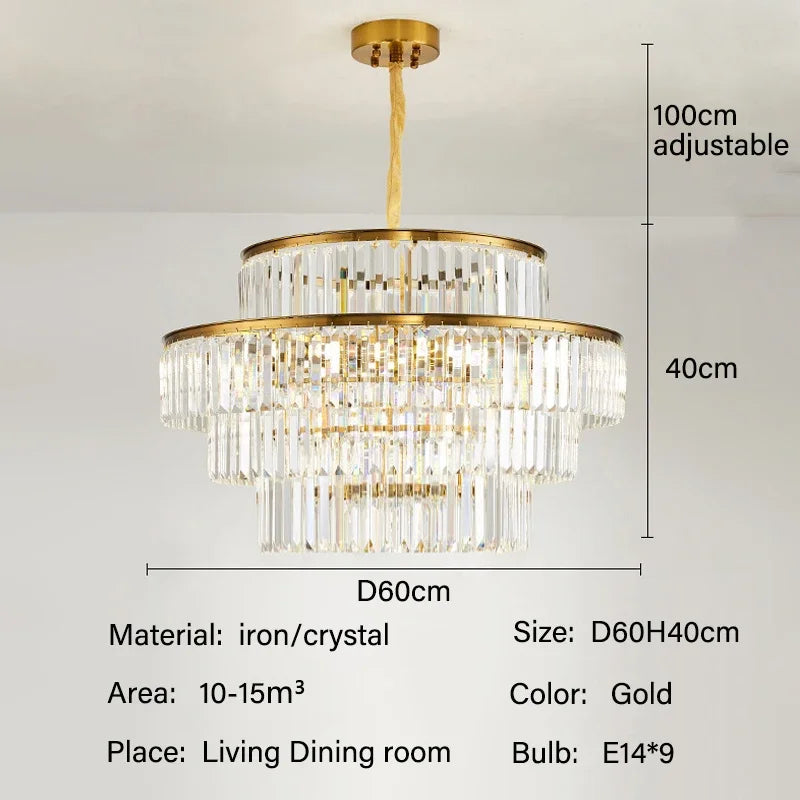 Luxury Crystal LED Pendant Lights Villa Living Room Lighting Decor Lustre Chandelier Lamp Indoor Hotel Hanging Lights Fixture