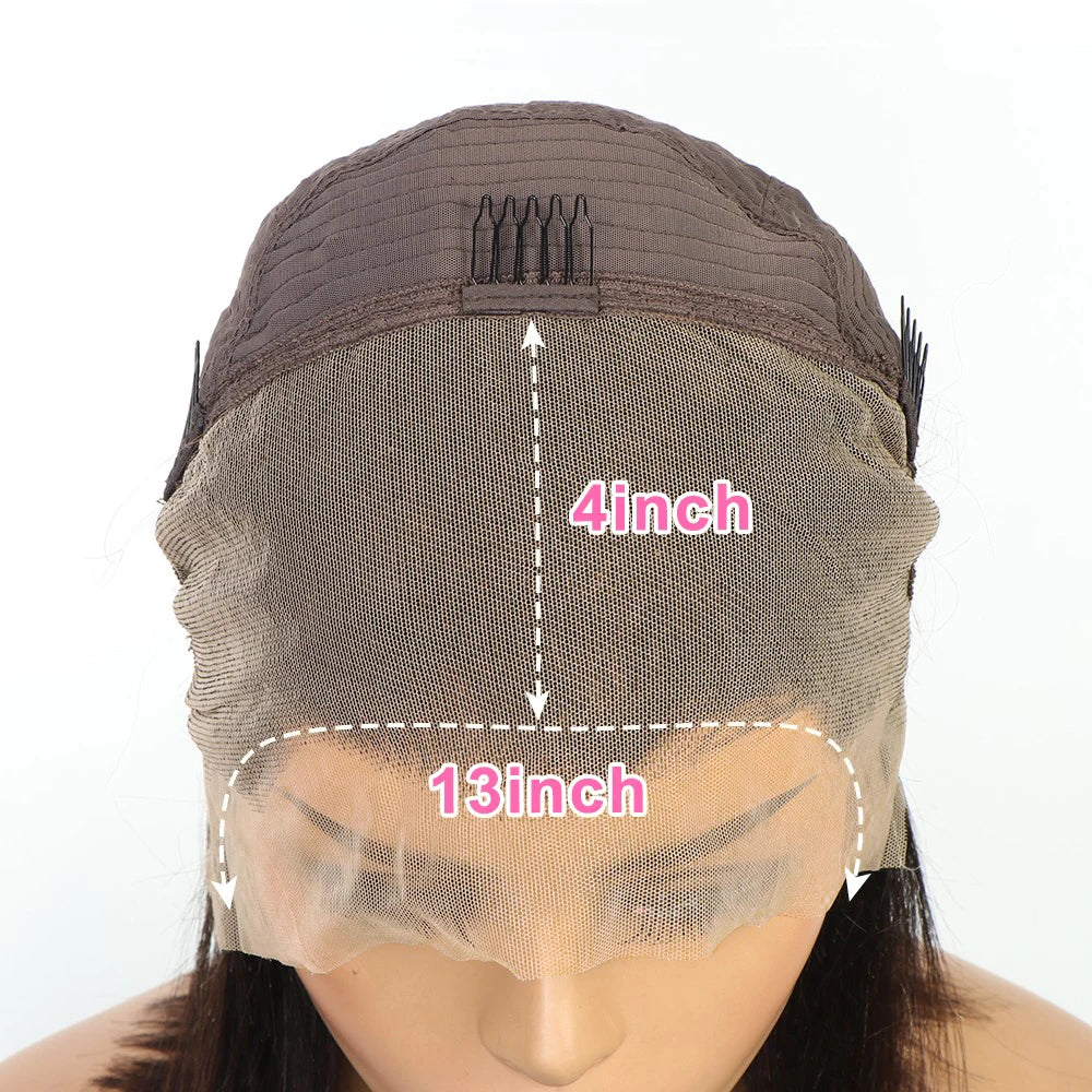 Kinky Curly 13x4 Brown Lace Front Human Hair Wig for Women 150% Density 12Inch