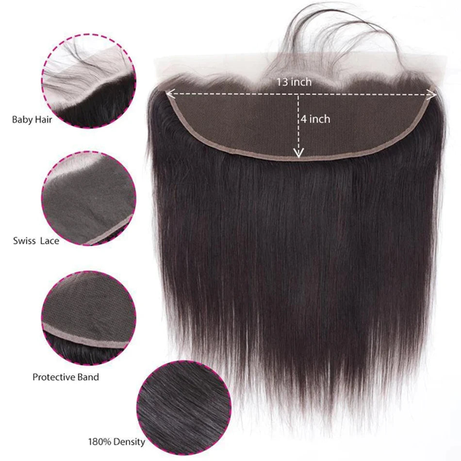 Bundles With Clossure Bone Straight Human Hair Bundles With Closure Bundles With13x4 Frontal Tissage Humain Hair Extensions