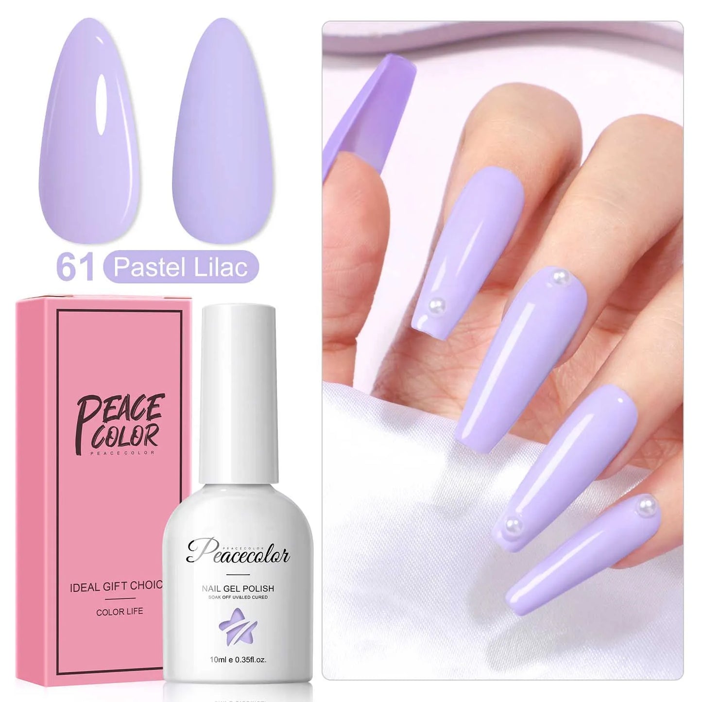 Peacecolor 1PC 10ML Gel Nail Polish - Pastel Dark Purple Glossy, Glass Bottle Long Lasting Manicure Art Design Gift for Women
