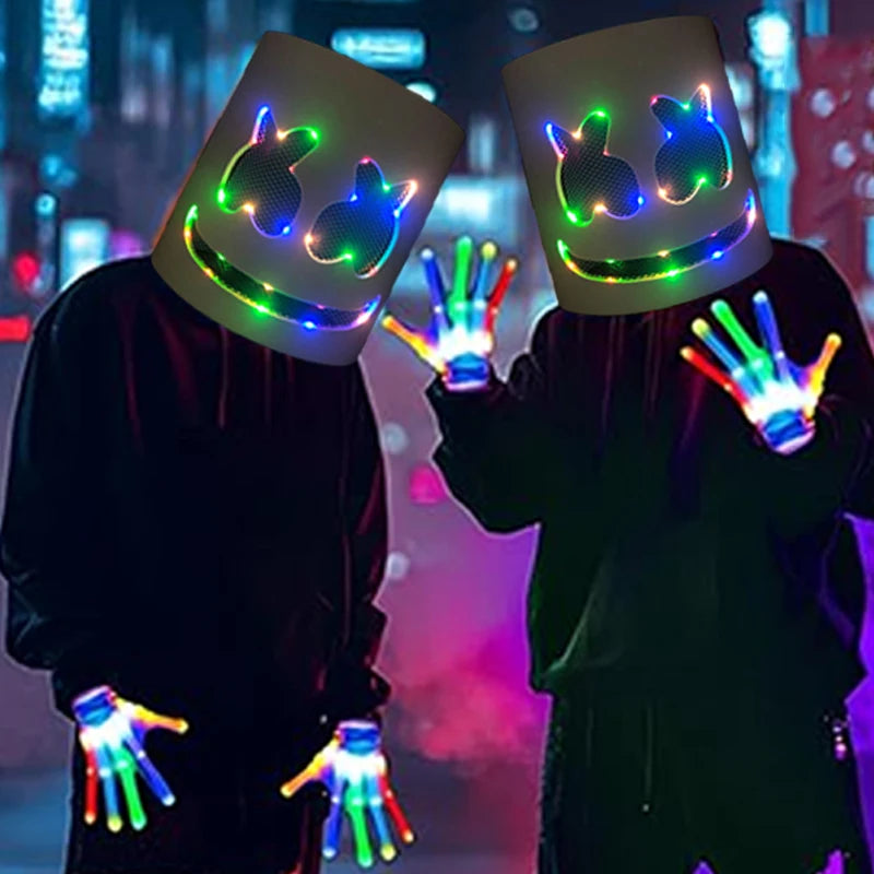 LED DJ Mask Headgear Lifelike Marshmello Mask Breathable Helmet Mask Carnival Festival Halloween Party Props Cosplay.Costume