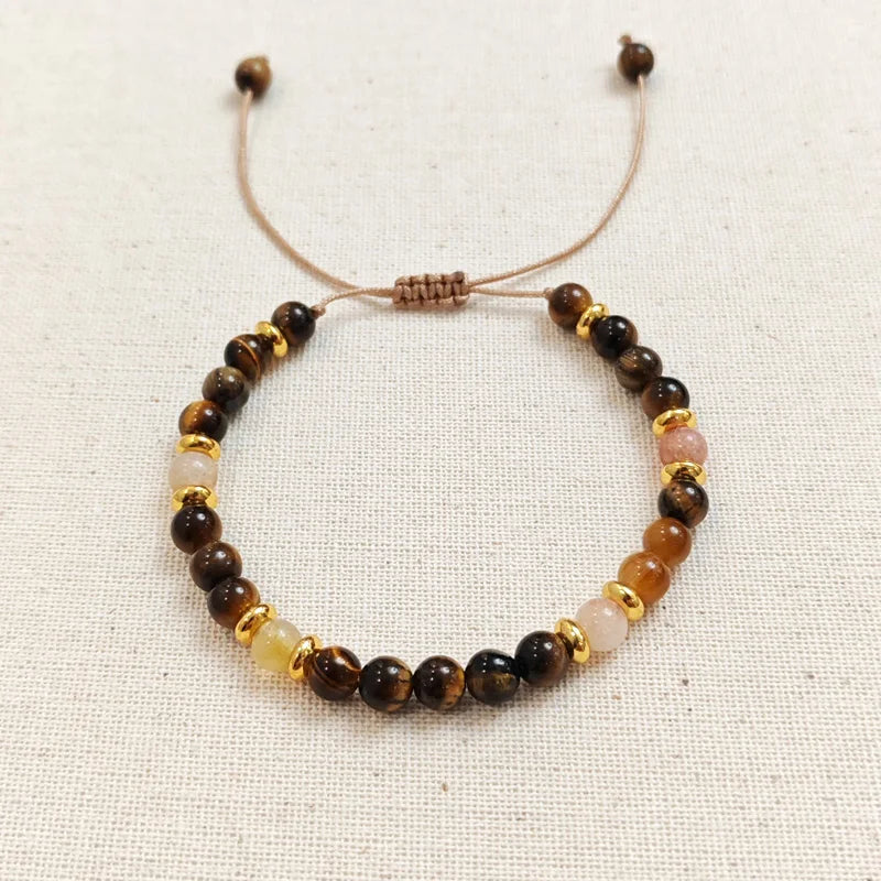 Natural stone bead bracelet Bohemian women's multicolor adjustable bracelet Birthday gift Banquet party Leisure vacation Jewelry