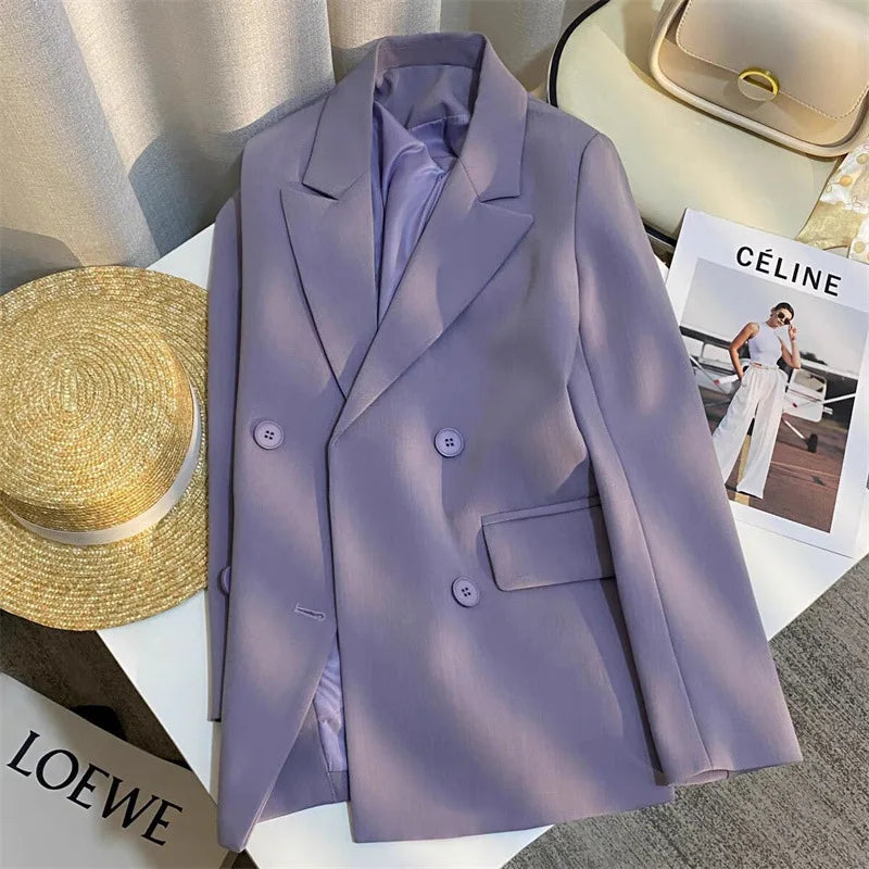 Casual Office Lady Blazer Women 2024 Fashion Long Sleeve Jacket Blazers Femme Outwears Coat Autumn Winter Clothes