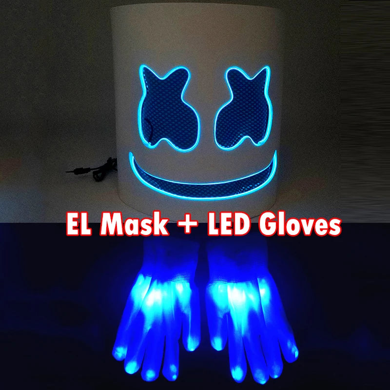 LED DJ Mask Headgear Lifelike Marshmello Mask Breathable Helmet Mask Carnival Festival Halloween Party Props Cosplay.Costume