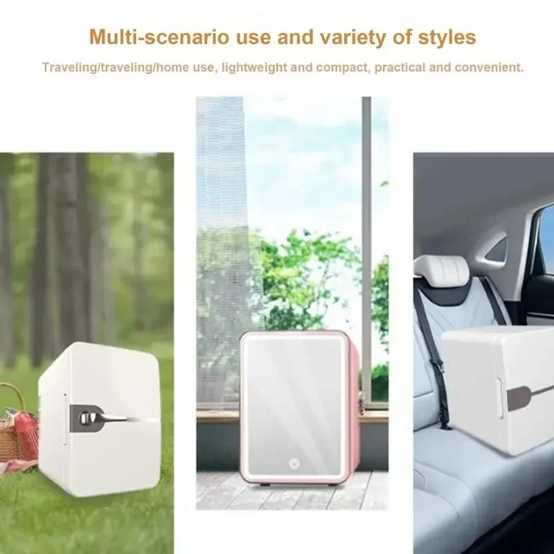 Mini 6L Car Fridge Beauty Cosmetics Mask Makeup Skincare Refrigerator DC 12V / AC 220V Heated Cooling Dormitory Refrigerator