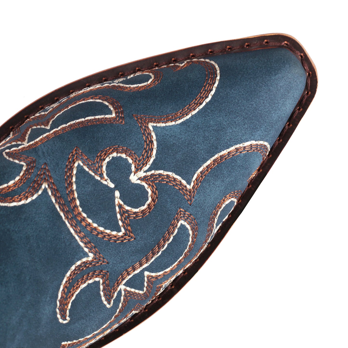 Women's Cowgirl Boots Blue Comfortable Cowboy Western Boots Wide Calf Leather Embroidery Dapper Shoes