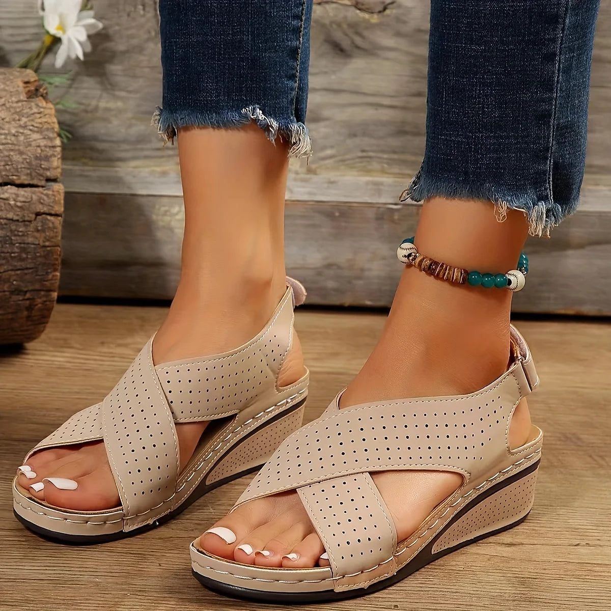 2024 Women Shoes New Sandals Peep Toe Shoes Woman Retro Women Shoe Thick Bottom Sandals Platform Comfortable Large Size Shoes