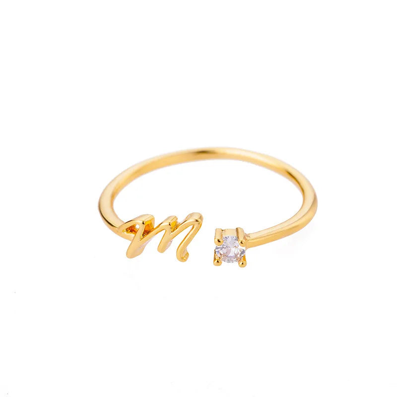 Tiny Initial Letter Rings For Women Stainless Steel A-Z Letters Adjustable Ring Female Christmas Aesthetic Jewelry bijoux femme