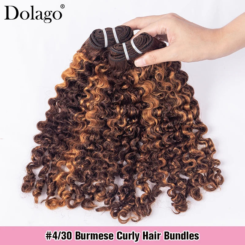 Highlight Bundles Human Hair Ombre Colored Burmese Curly Hair Bundles Chocolate Brown 30 27 Honey Blonde Bundles Human Hair