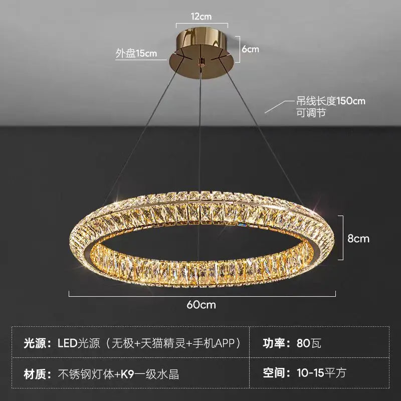 Luxury Crystal LED Pendant Lights Villa Living Dining Room Lighting Decor Lustre Chandelier Lamp Indoor Hotel Bar Lights Fixture