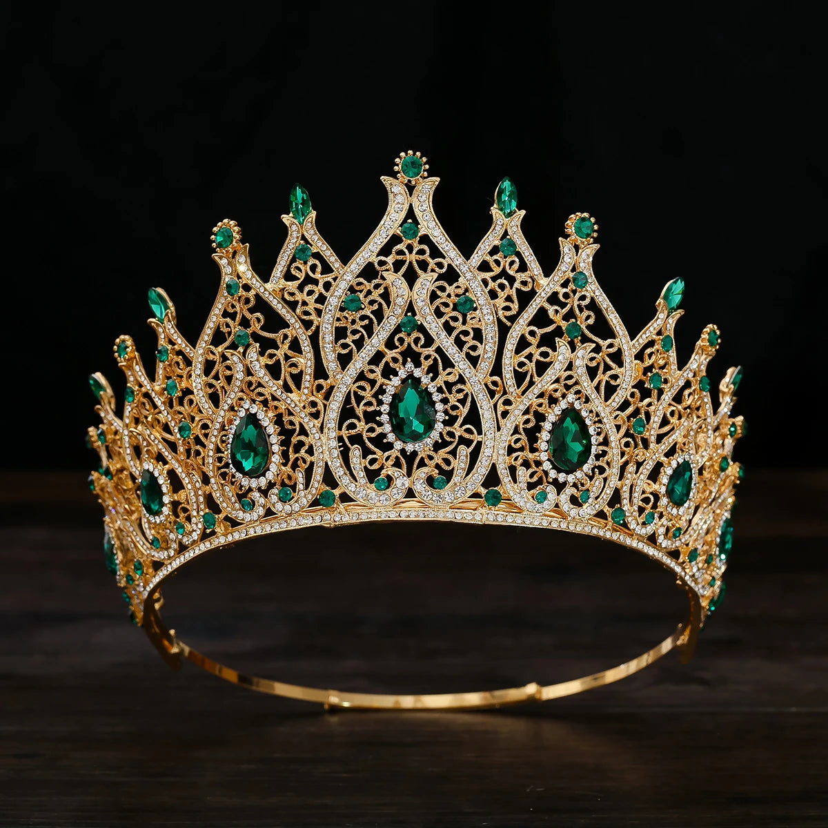 Jeweled Baroque Queen Crown - Rhinestone Wedding Crowns and Tiaras for Women, Costume Party Hair Accessories with Gemstones,Vic