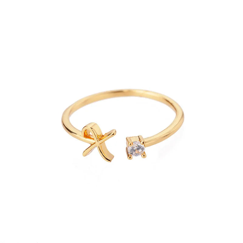 Tiny Initial Letter Rings For Women Stainless Steel A-Z Letters Adjustable Ring Female Christmas Aesthetic Jewelry bijoux femme